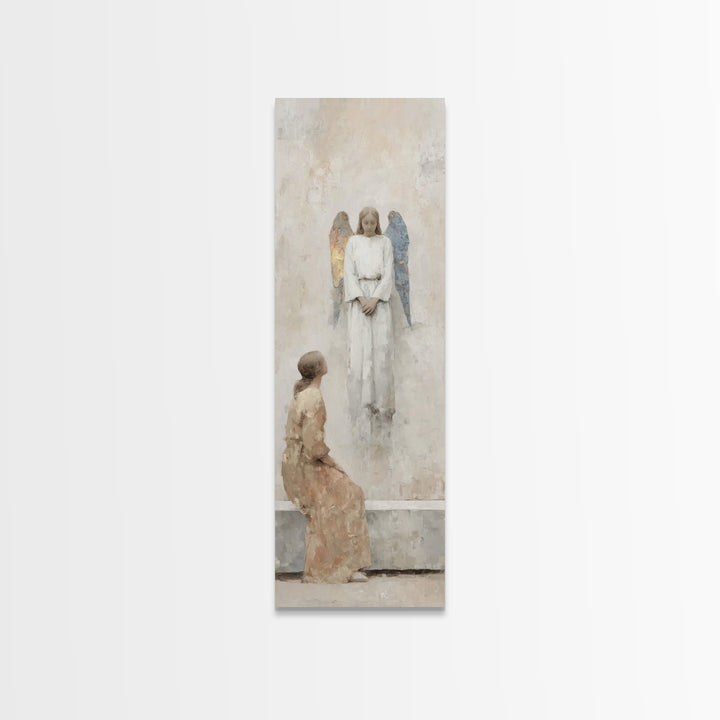 Angel Of Stillness, Framed Canvas Print, Narrow Art, Christian Art Canvas, Minimalist Christian Art, Christian Wall Art, Christian Painting