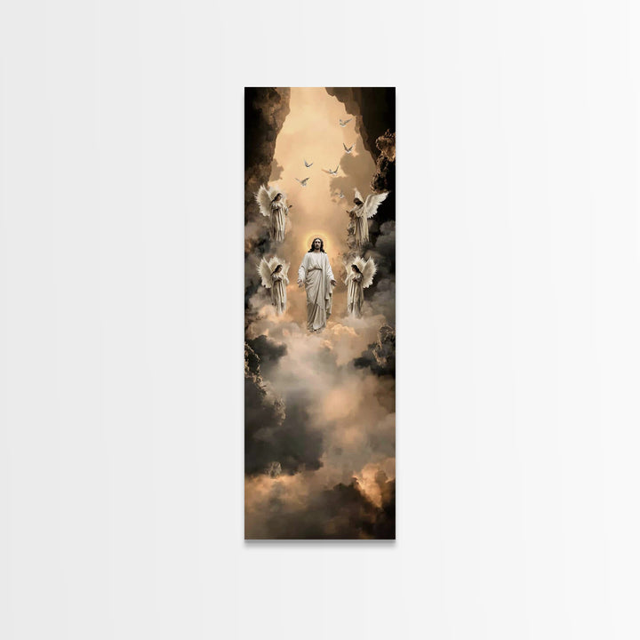 Glory In The Clouds, Framed Canvas Print, Tall Narrow Wall Art, Christian Wall Art, Jesus Painting, Christian Art Canvas, Christian Art