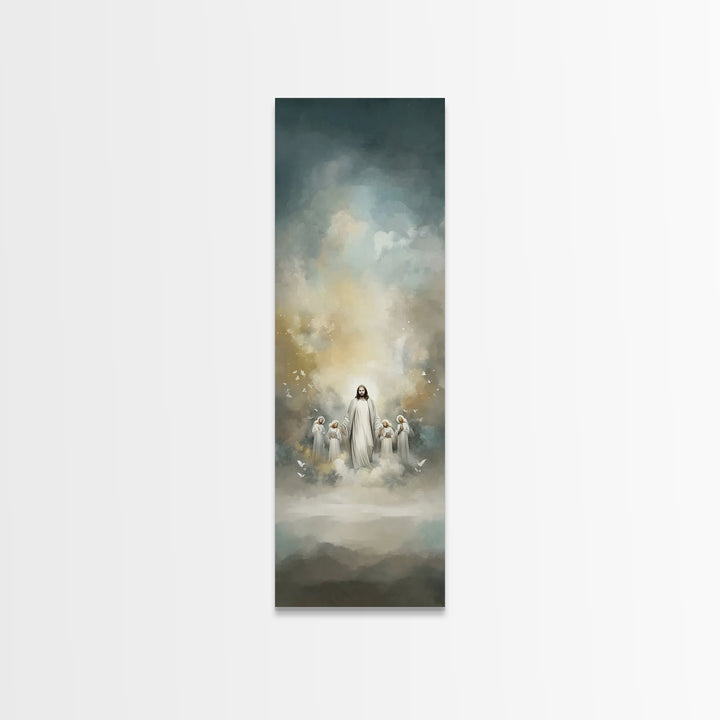 Clouds Of Witnesses, Framed Canvas Print, Tall Skinny Art Print, Christian Wall Art, Christian Art Canvas, Christian Painting, Christian Ar