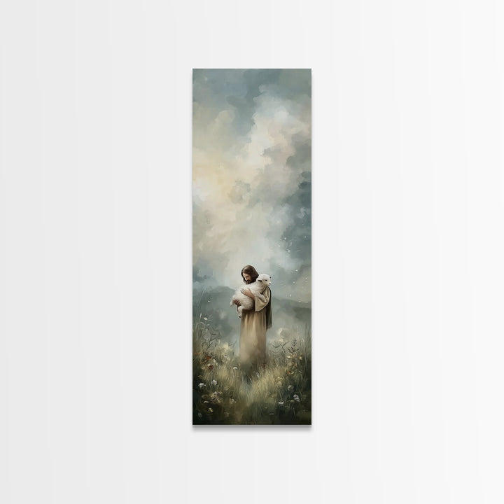 Pasture Of Grace, Framed Canvas Print, Christian Wall Art, Jesus Painting Canvas, Skinny Art, Christian Art Canvas, Modern Christian Art, C