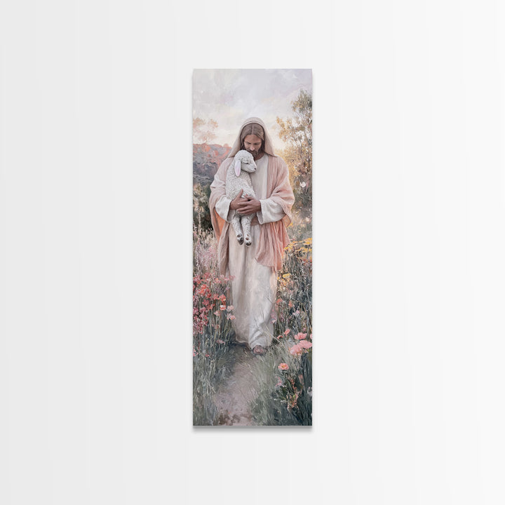 Fields Of Comfort – Framed Canvas Print – Christian Art Canvas – Large Jesus Painting – Tall Narrow Wall Art – Christian Wall Art – Christi