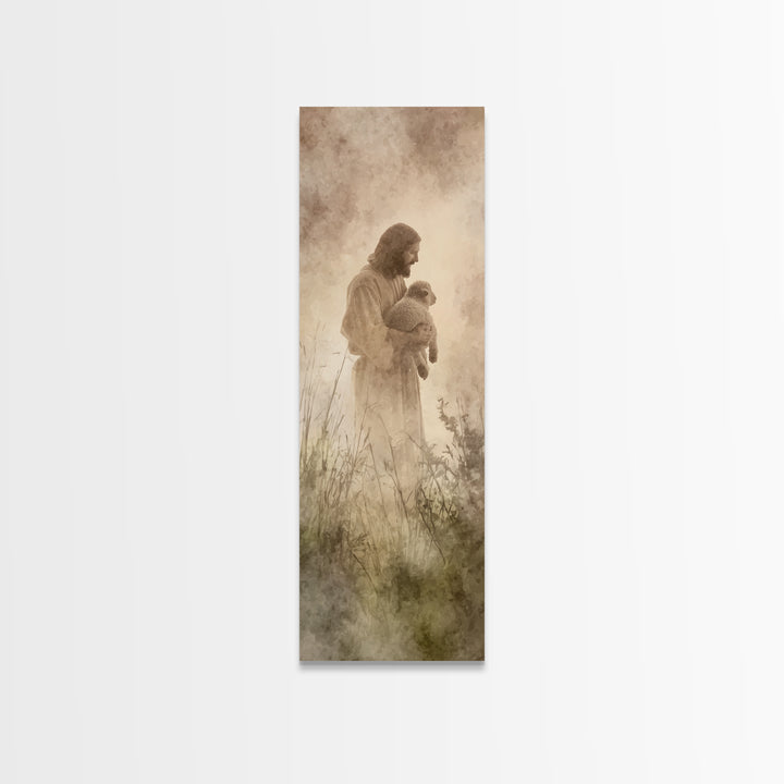 Shepherds Of Mercy – Framed Canvas Print – Tall Narrow Wall Art – Christian Wall Art – Jesus Painting – Christian Christmas Art