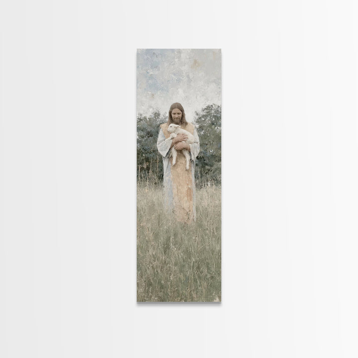 Gentle Shepherd Peace | Framed Canvas Print | Skinny Art | Christian Art Canvas | Jesus Painting | Modern Christian Art