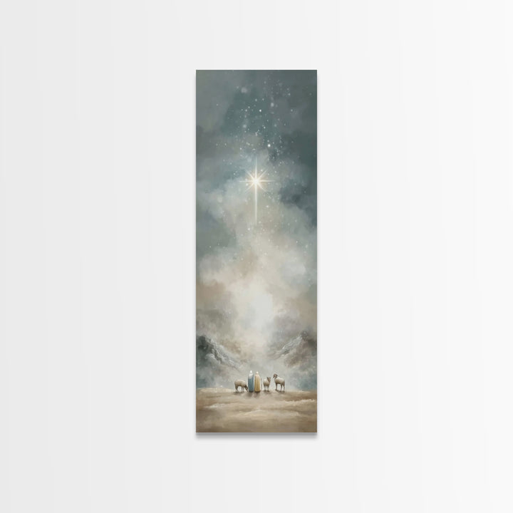 Silent Star Wonder – Framed Canvas Print – Skinny Art – Christian Christmas Decor – Christmas Wall Art – Christian Art