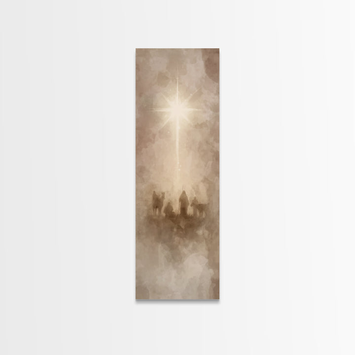 Glory In The Heavens, Framed Canvas Print, Narrow Art, Christian Christmas Art, Jesus Painting Canvas, Christmas Art Work