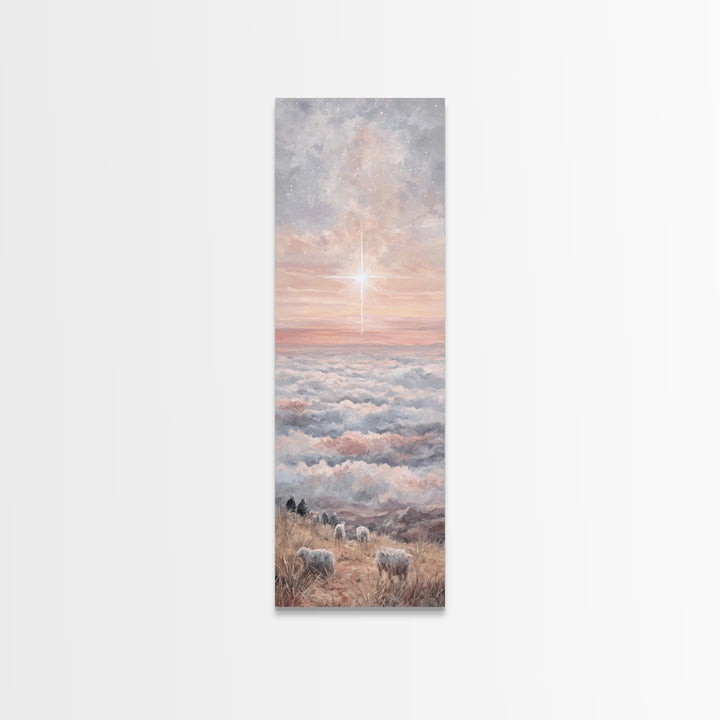 Dawn Of Promise – Framed Canvas Print – Narrow Art – Christian Art – Christian Art Canvas – Christian Wall Art – Christmas Art