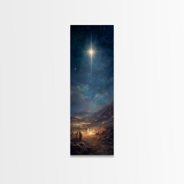 Star Over Bethlehem – Framed Canvas Print – Tall Narrow Wall Art – Christian Christmas Art – Christmas Wall Art – Christian Art Canvas