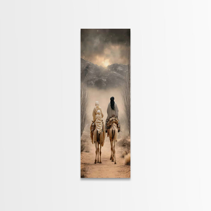 Holy Desert Trek – Framed Canvas Print – Narrow Art – Christian Art Canvas – Christmas Art Work – Christian Christmas Decor