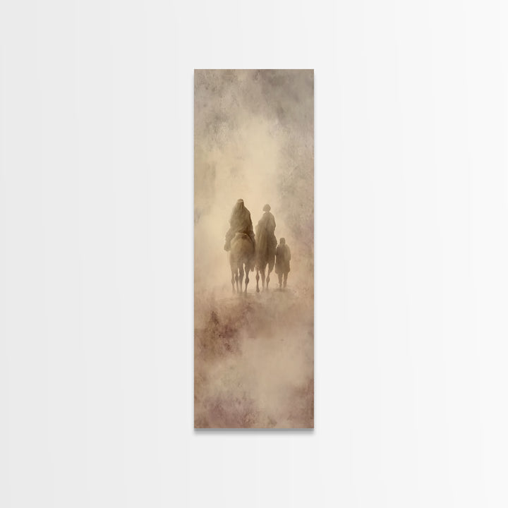 Faithful Caravan, Framed Canvas Print, Tall Skinny Art Print, Christian Paintings, Christmas Canvas Wall Art, Christian Art