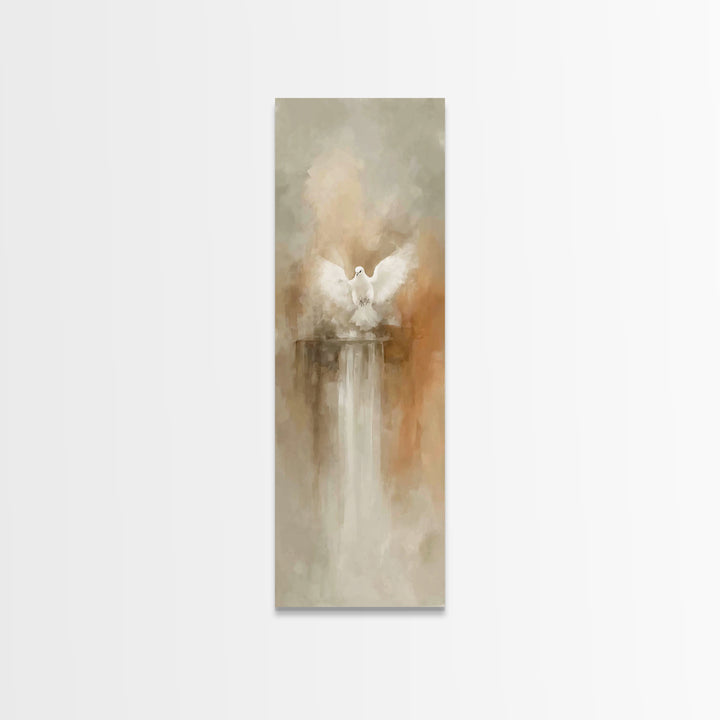 Dove Of Glory – Framed Canvas Print – Christian Wall Art – Christian Art Canvas – Minimalist Christian Art – Narrow Art – Christian Paintin