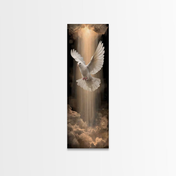 Heavenly Light Dove – Framed Canvas Print – Christian Wall Art – Christian Art – Subtle Christian Art – Skinny Art – Christian Art Canvas