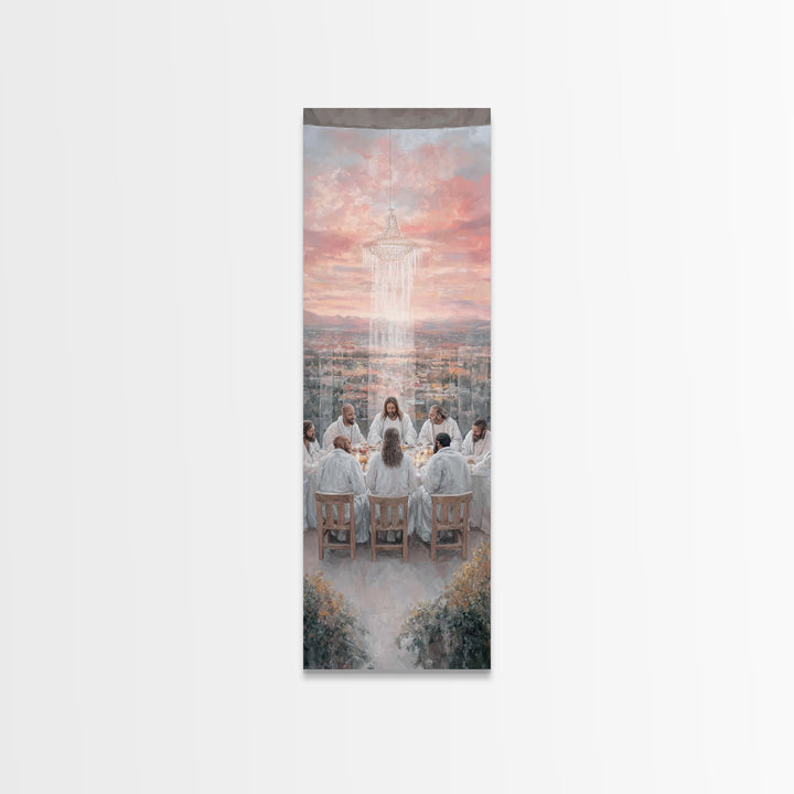 Divine Gathering Calm – Framed Canvas Print – Christian Art – Jesus Canvas Art – Modern Christian Painting – Tall Narrow Wall Art – Christi