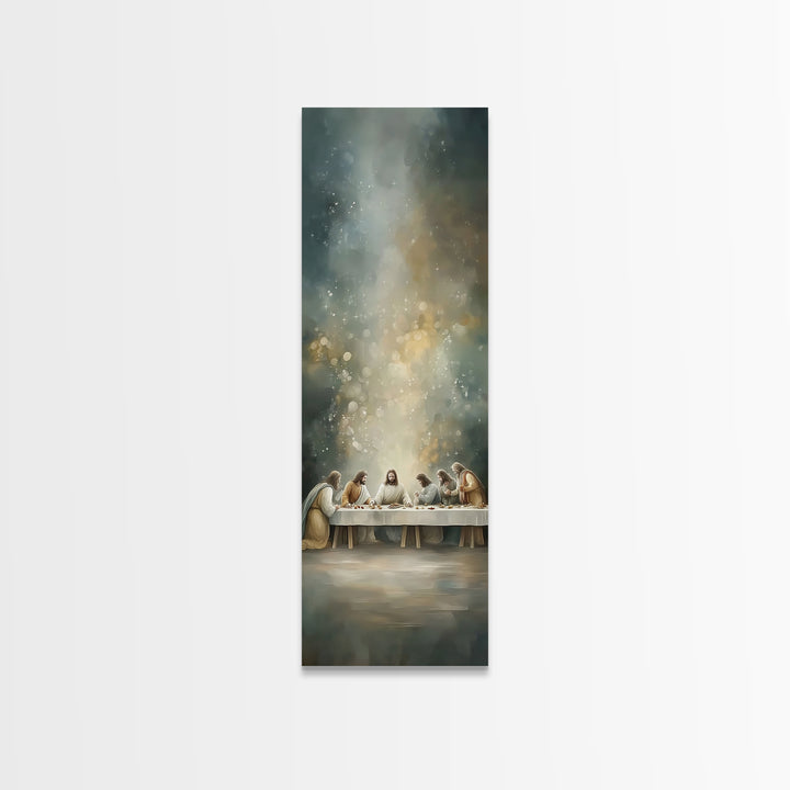 Divine Supper Horizon, Framed Canvas Print, Christian Art, Jesus Painting Canvas, Christian Wall Art, Narrow Art, Christian Christmas Art,