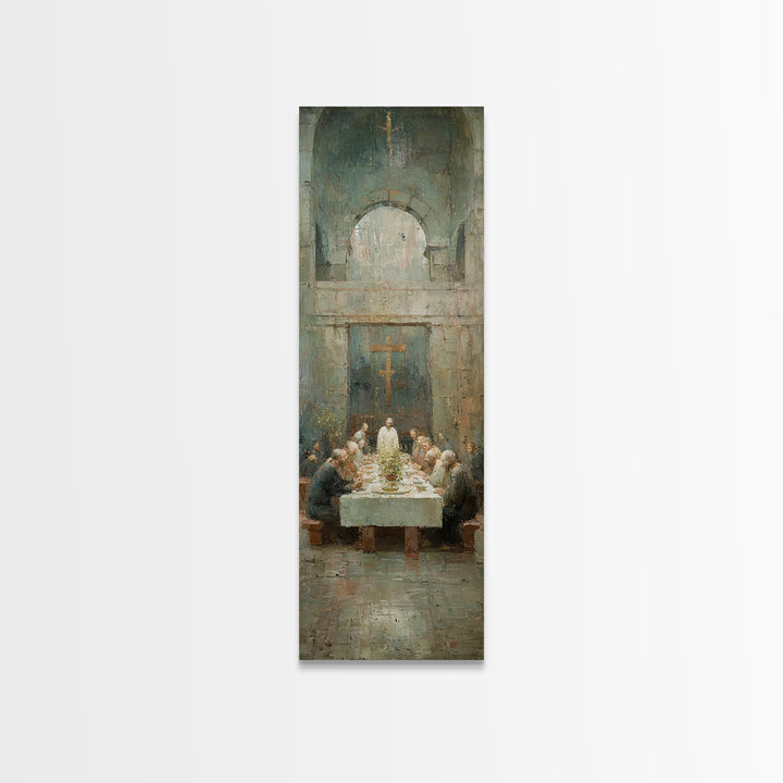 Heaven’s Table Grace | Framed Canvas Print | Christian Art Canvas | Jesus Wall Art | Modern Christian Art | Narrow Art | Christmas Art | Ch