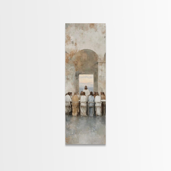 Eternal Supper Radiance, Framed Canvas Print, Christian Art Canvas, Jesus Art Print, Christian Painting, Narrow Art, Christmas Wall Art, Ch