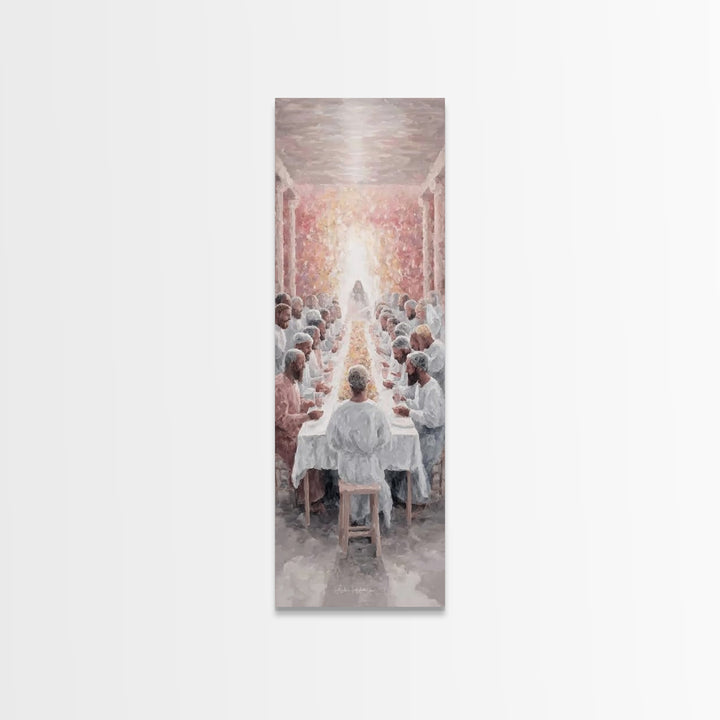 Celestial Supper Bloom, Framed Canvas Print, Christian Art Canvas, Christian Art, Jesus Painting, Narrow Art, Christian Christmas Art, Chri