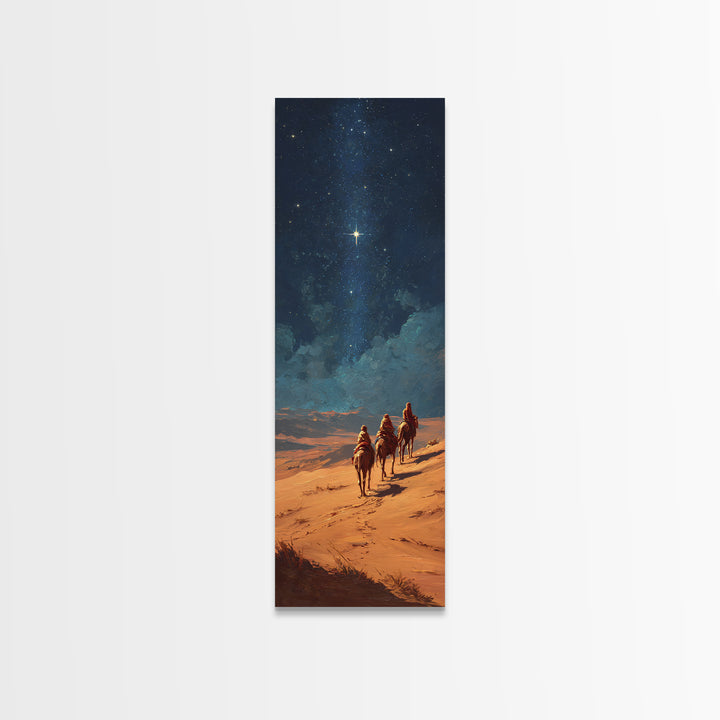Holy Night Trek – Framed Canvas Print – Christian Wall Art – Christian Art Canvas – Tall Skinny Art Print – Christmas Art