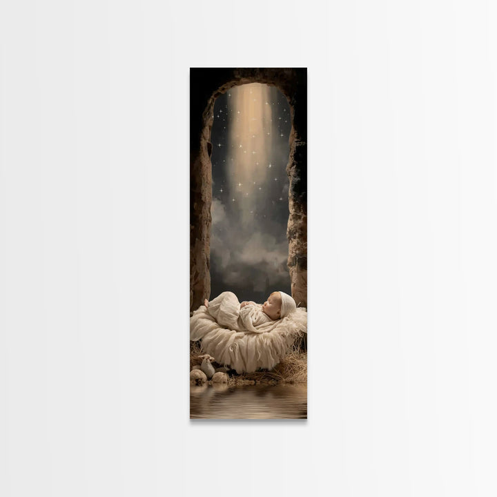 Star of Bethlehem – Framed Canvas Print – Christian Wall Art – Christmas Art – Jesus Painting – Narrow Art – Christian Christmas Decor – Ch