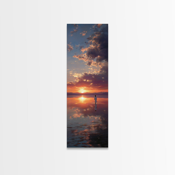 Sunset Walk Of Grace – Framed Canvas Print – Tall Narrow Wall Art – Christian Wall Art – Jesus Painting – Christian Art Canvas – Christian