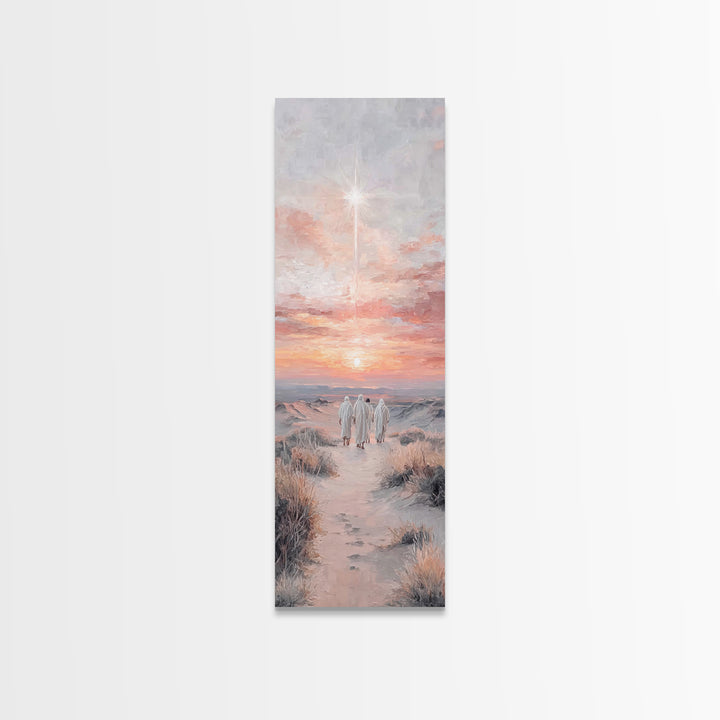 The Guiding Star – Framed Canvas Print – Tall Skinny Art Print – Christian Wall Art – Christmas Art – Christian Art Canvas – Jesus Painting