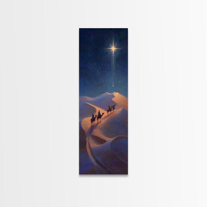 Wandering Kings Star – Framed Canvas Print – Narrow Art – Christian Christmas Art – Christian Art Canvas – Jesus Painting – Christmas Wall