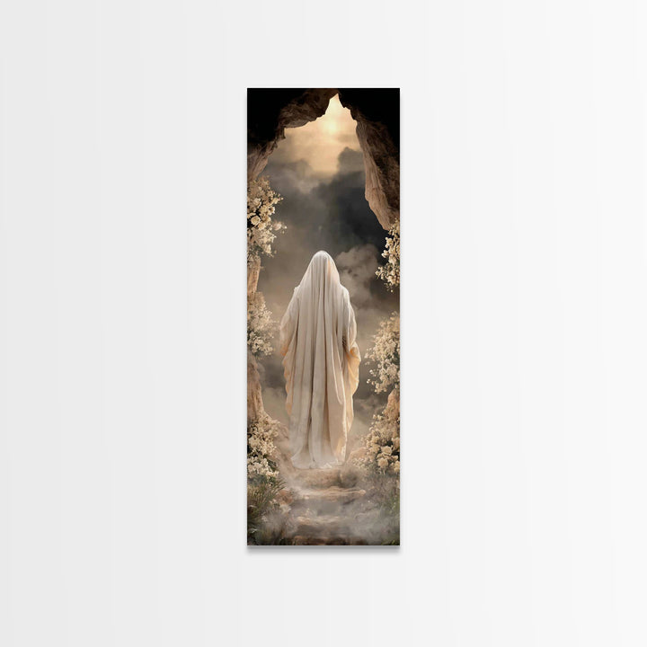 Holy Cave Dawn – Framed Canvas Print – Tall Skinny Art Print – Christian Art – Jesus Painting – Christian Art Canvas – Christian Wall Art –