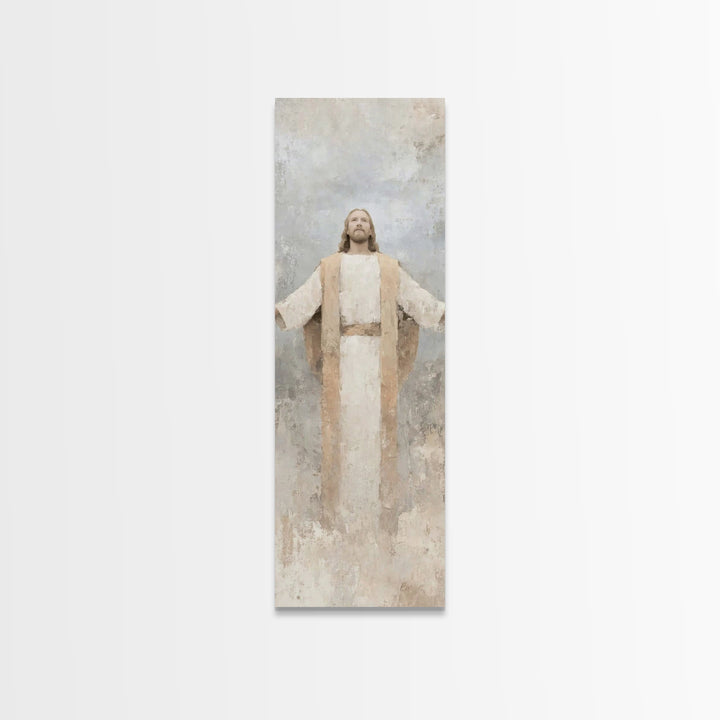 Radiant Savior Light, Framed Canvas Print, Skinny Art, Christian Art Canvas, Christian Wall Art, Jesus Painting, Christian Art