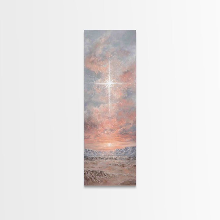 Heavenly Dawn Star – Framed Canvas Print – Tall Narrow Wall Art – Christian Wall Art – Christian Art Canvas – Christmas Art – Jesus Paintin