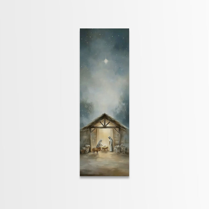 Bethlehem Night Light – Framed Canvas Print – Skinny Art – Christian Christmas Art – Christian Art Canvas – Jesus Painting – Christian Wall