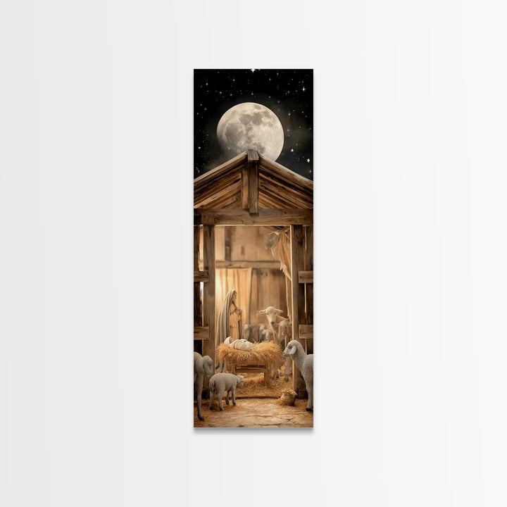 Stable Blessing Grace – Framed Canvas Print – Skinny Art – Christian Wall Art – Jesus Painting – Christmas Art – Christian Art Canvas