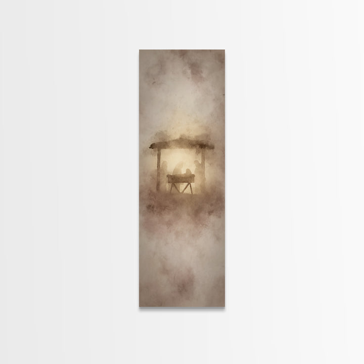 Bethlehem Night Glory – Framed Canvas Print – Tall Narrow Wall Art – Jesus Painting – Christian Christmas Art – Christian Art Canvas – Jesu