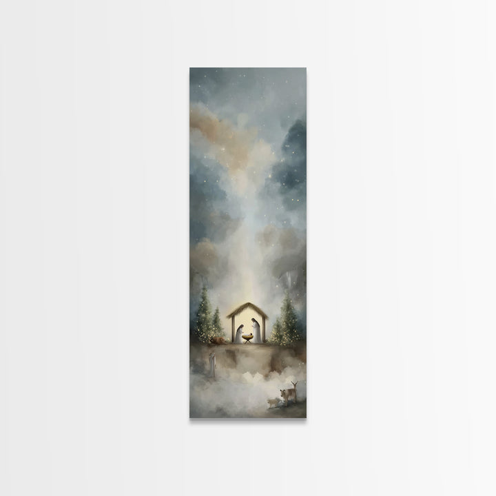 Silent Holy Wonder – Framed Canvas Print – Tall Narrow Wall Art – Jesus Art – Christian Art Canvas – Christian Christmas Art – Jesus Painti