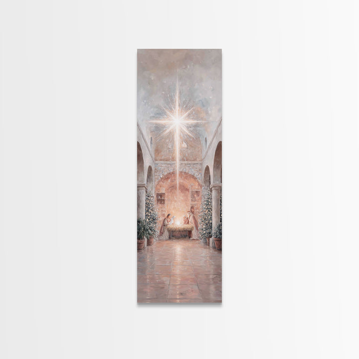 Star of Bethlehem – Framed Canvas Print – Tall Narrow Wall Art – Jesus Painting – Jesus Art – Christian Art Canvas – Christian Christmas Ar