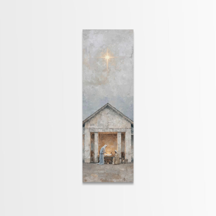 Sacred Christmas Hope – Framed Canvas Print – Tall Narrow Wall Art – Jesus Art – Christian Christmas Art – Jesus Painting – Christian Art C