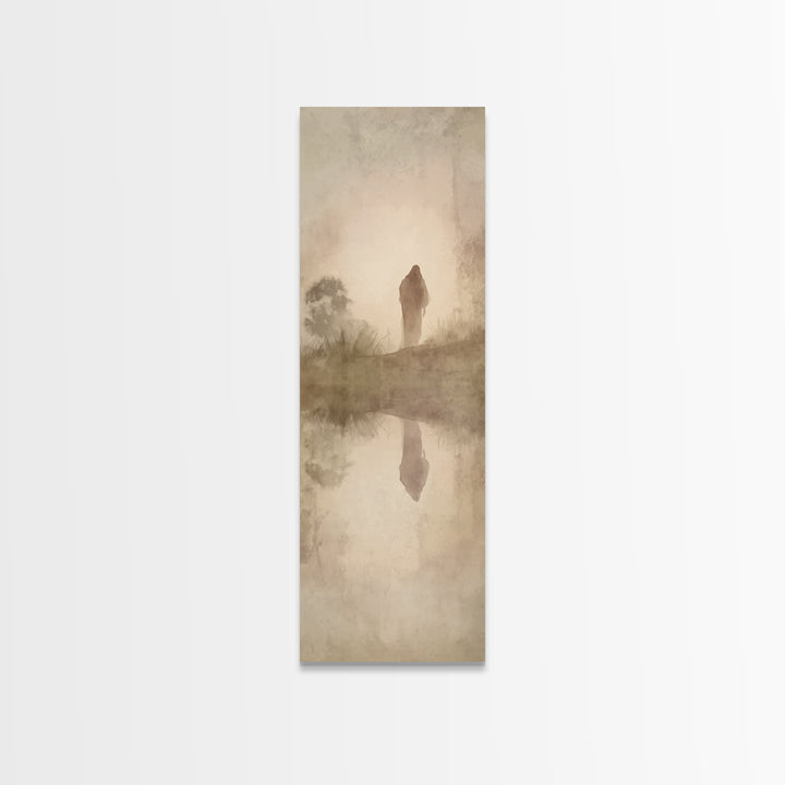 Silent Morning Savior – Framed Canvas Print – Narrow Art – Christian Wall Art – Christian Art – Jesus Painting – Modern Christian Painting