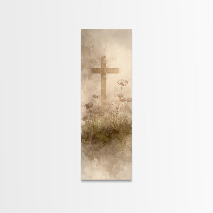 Cross Of New Dawn – Framed Canvas Print – Christian Art – Christian Wall Art – Christian Art Canvas – Modern Christian Art – Tall Narrow Wa