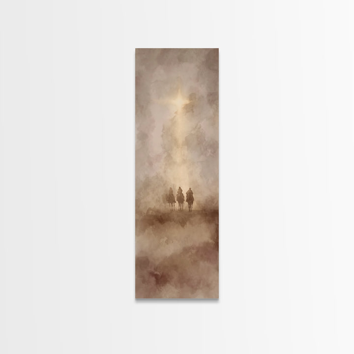 Desert Pilgrims | Framed Canvas Print | Tall Skinny Art Print | Christian Wall Art | Christian Art Canvas | Christmas Art
