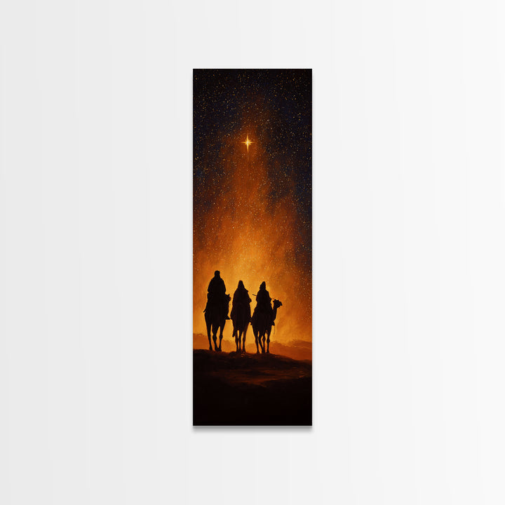 The Radiant Night – Framed Canvas Print – Narrow Art – Christian Art – Christian Christmas Art – Christian Painting – Christmas Wall Art –