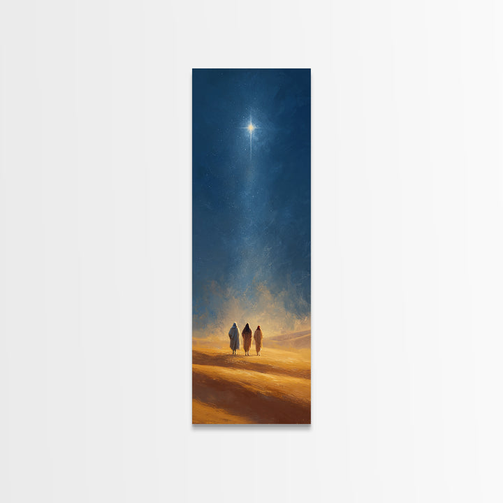 The Guiding Star – Framed Canvas Print – Christian Wall Art – Tall Narrow Wall Art – Christian Art Canvas – Christmas Art