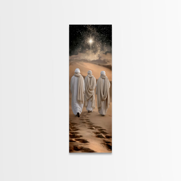 Desert Pilgrimage – Framed Canvas Print – Christian Art Canvas – Narrow Art – Christian Christmas Art – Christian Wall Art