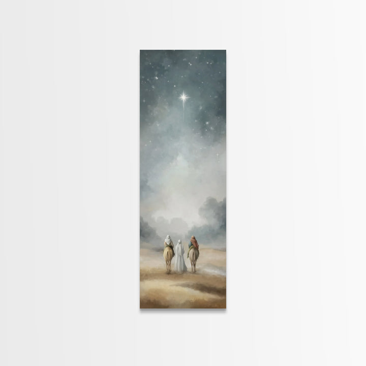 Sacred Night Path – Framed Canvas Print – Christian Art Canvas – Tall Narrow Wall Art – Christmas Wall Art – Christian Art