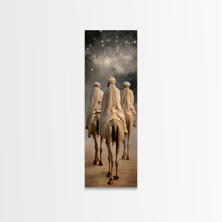 Night Sky Caravan – Framed Canvas Print – Christian Art Canvas – Tall Skinny Art Print – Christian Wall Art – Christmas Art