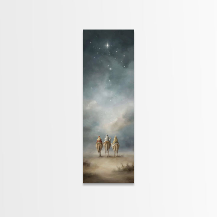 Desert Night Journey, Framed Canvas Print, Skinny Art, Christian Christmas Art, Christian Art Canvas, Large Christian Art, Modern Christian
