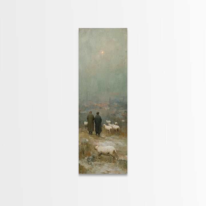 Star Of Bethlehem, Framed Canvas Print, Narrow Art, Christian Wall Art, Christian Art Print, Jesus Painting, Christmas Canvas Wall Art