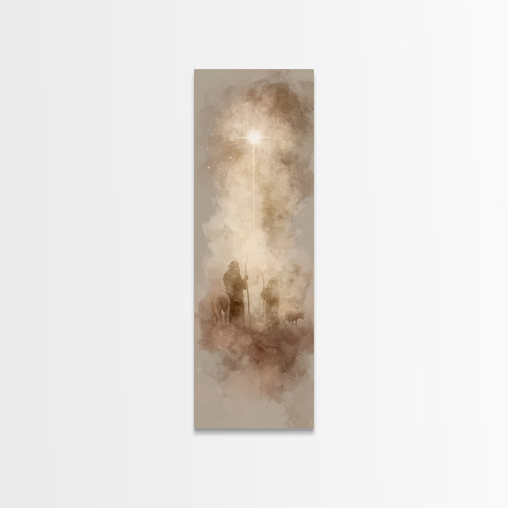 Holy Night Path, Framed Canvas Print, Skinny Art, Christian Art Canvas, Christian Gift Ideas, Christmas Canvas Wall Art, Minimalist Christi