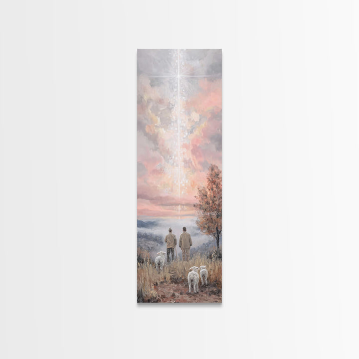 Eternal Dawn Star, Framed Canvas Print, Tall Skinny Art Print, Christian Christmas Art, Christian Art Print, Framed Christian Art, Vintage