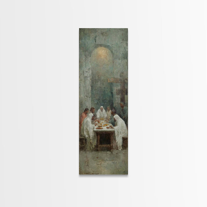 Table Of Fellowship – Framed Canvas Print – Christian Art Canvas – Christian Wall Art – Tall Narrow Wall Art – Christian Painting – Christi