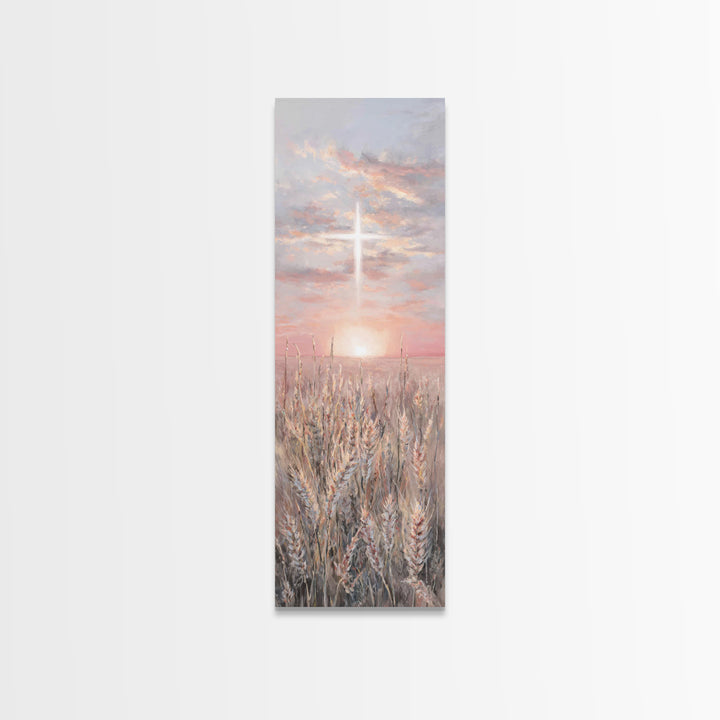 Sacred Supper Light – Framed Canvas Print – Christian Art Canvas – Christian Painting – Tall Skinny Art Print – Christian Wall Art – Vintag