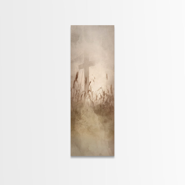 Crosswind Harvest – Framed Canvas Print – Christian Art Canvas – Christian Wall Art – Skinny Art – Subtle Christian Art – Christian Paintin