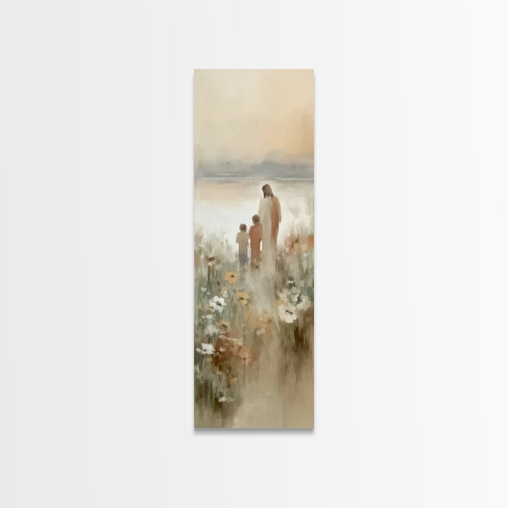 Fields Of Promise – Framed Canvas Print – Tall Narrow Wall Art – Christian Art Canvas – Jesus Painting – Christian Wall Art – Moody Christi